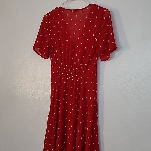MAJE Raola Dress Red Floral Embroidered Midi - Picture 9 of 16